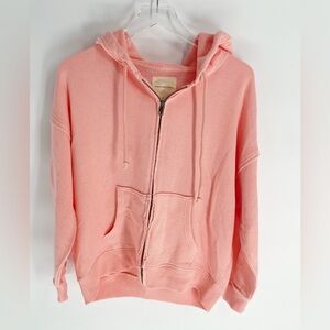 American Eagle Peachy Pink Zip Up Oversized Hoodie Sweatshirt